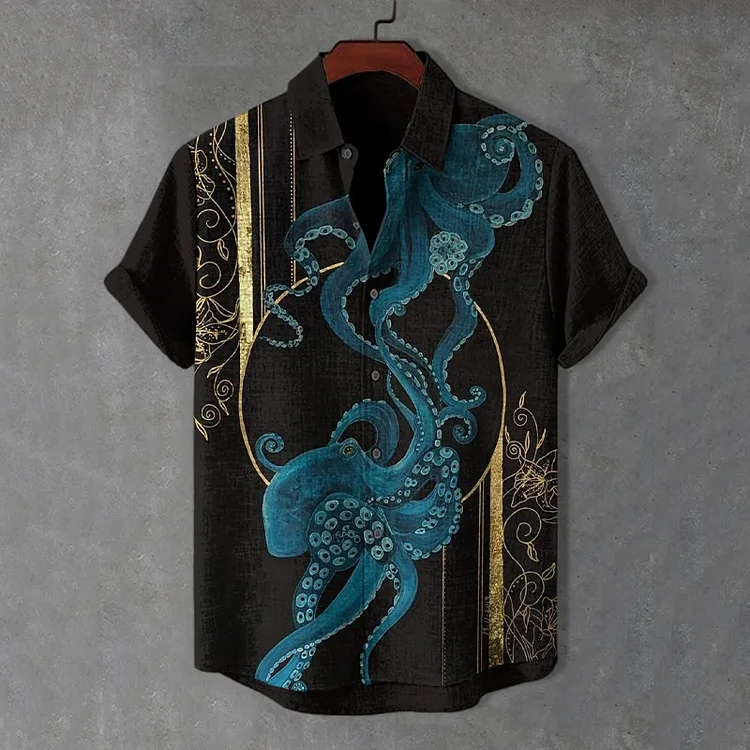Men's Octopus Japanese Art Print Casual Shirt