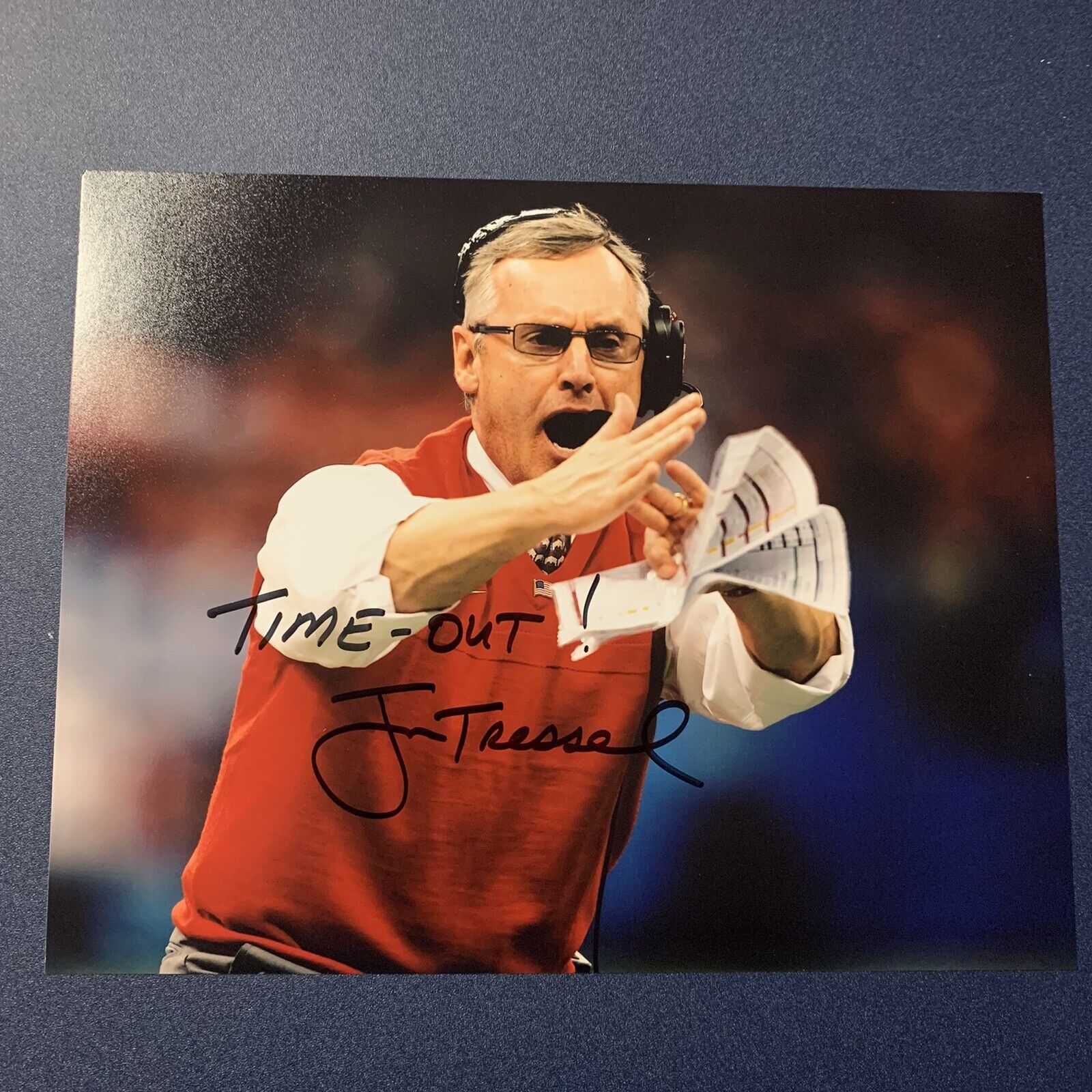 JIM TRESSEL SIGNED 8x10 Photo Poster painting OHIO STATE BUCKEYES HEAD COACH AUTOGRAPHED COA