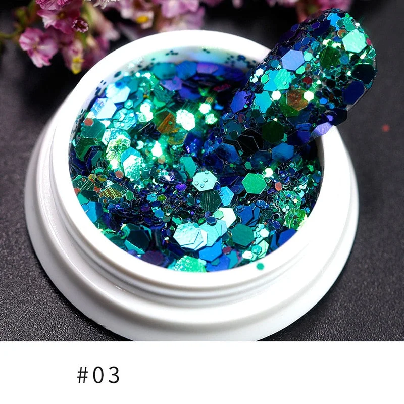 iridescent Flakes Gold Pink White Flakes Slices Chrome Pigment Dust Nail Powder Glitter Sequins Nail Art Decoration Manicures-Nail Inspo