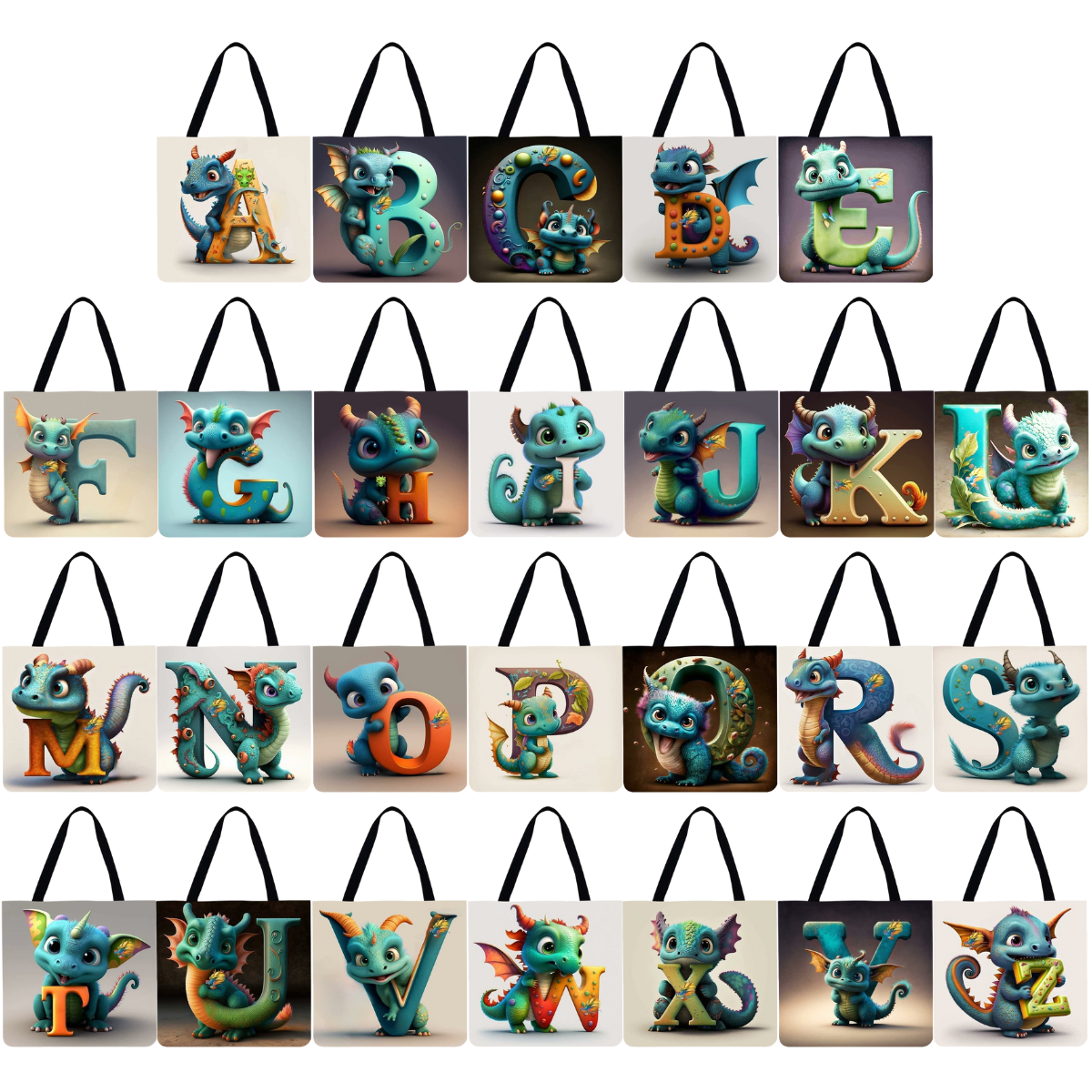 26 Alphabet Dinosaur Linen Tote Bag 26-alphabet-dinosaur-linen-tote-bag