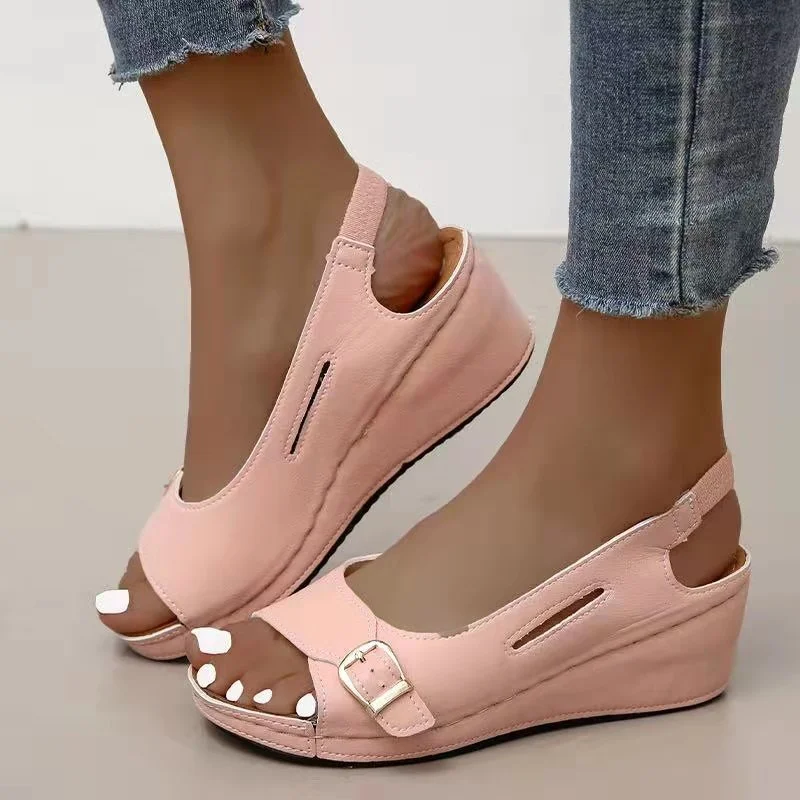 2022 Female  Heels Shoes Women Summer Comfortable Sandals Slip-on Flat Sandals Platform
