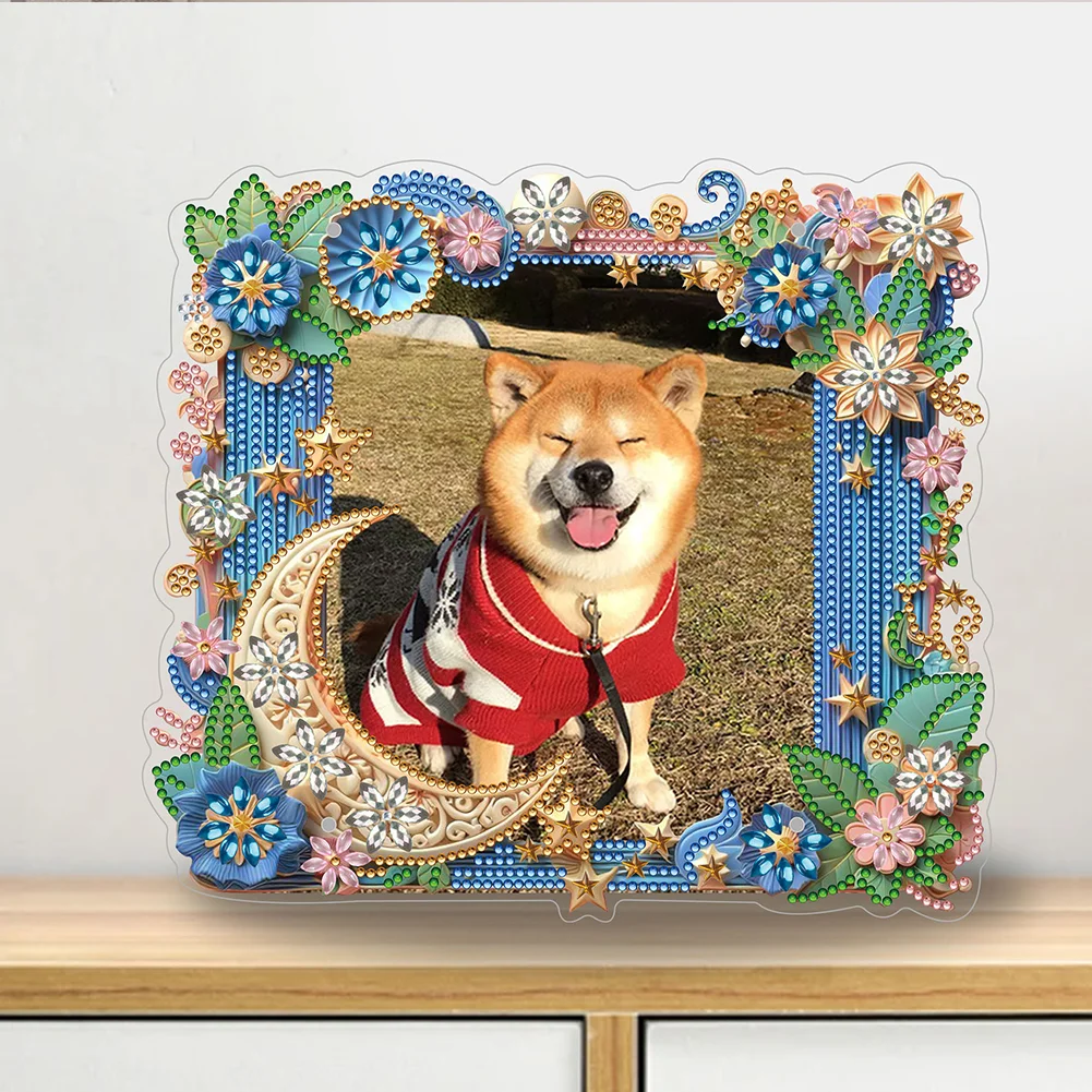 DIY Flower Moon Special Shape Diamond Painting Picture Frame for Home Office
