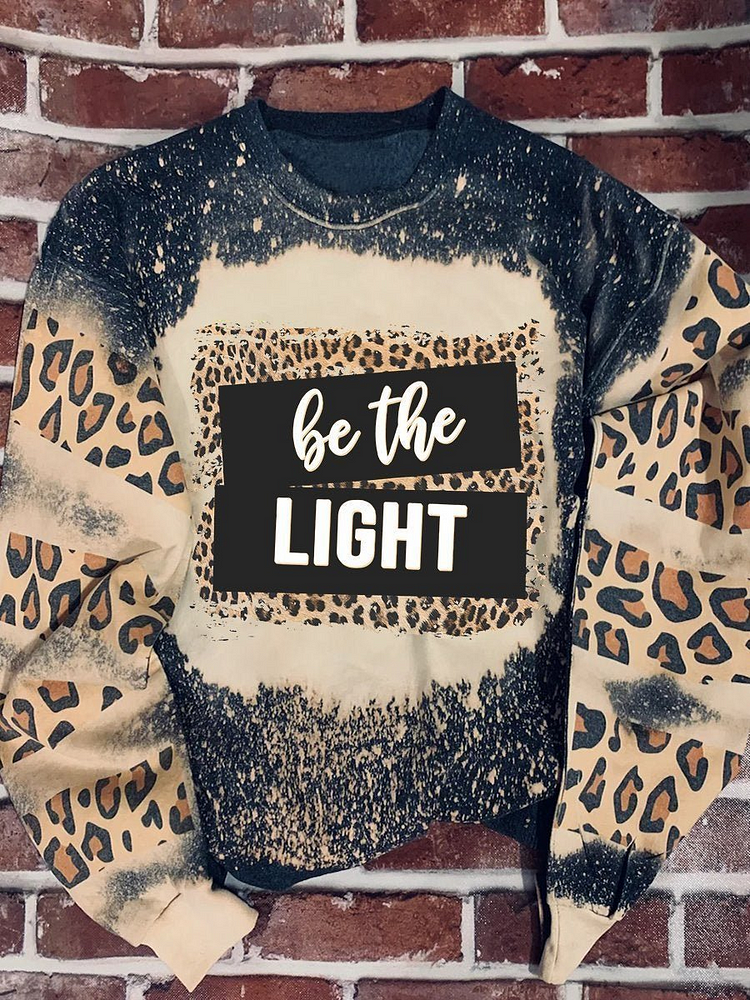 Be The Light Leopard Print Long Sleeve Sweatshirt