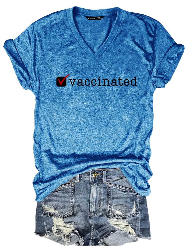 Bestdealfriday Checked Box Showing That I Got Vaccinated V Neck T-Shirt