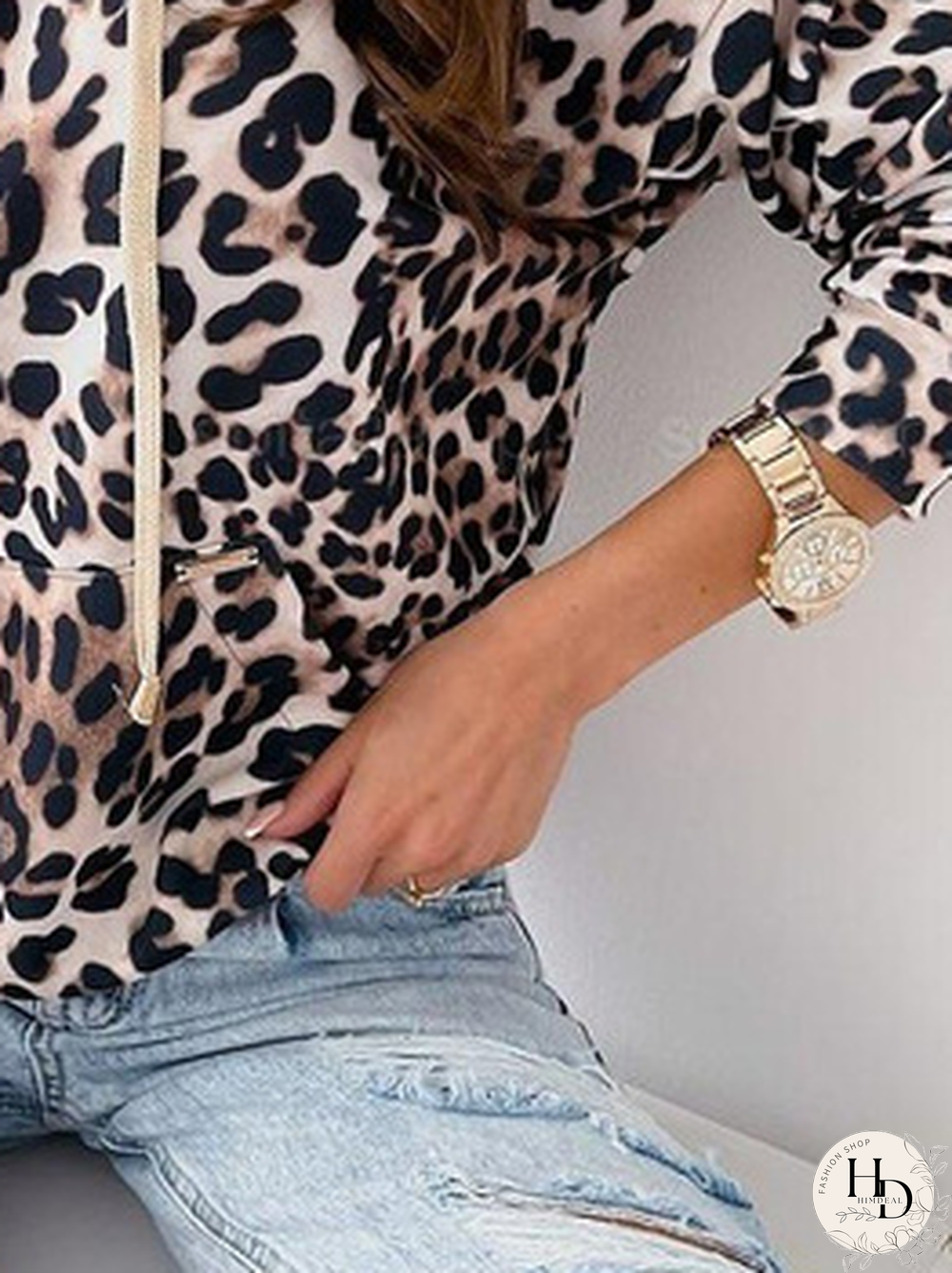 Hooded Loosen Leopard Sweatshirts