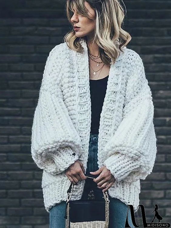 Chunky Wide Long Sleeve Knit Cardigan