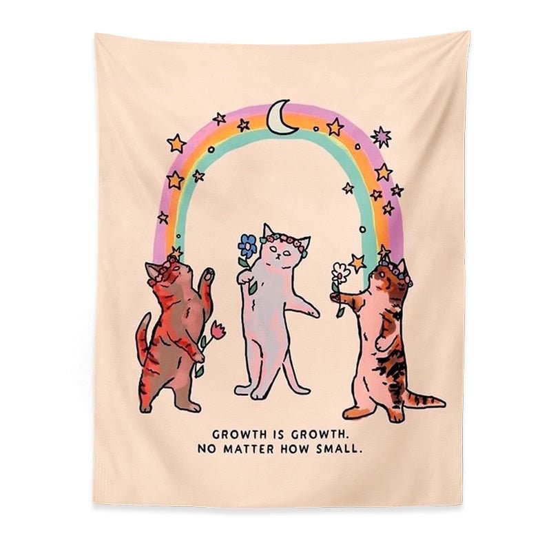 Cute Cat Tapestry sunshine rainbow Wall Hanging Cartoon Cat Bohemian Decoration Home for Living Room Kids Room Bedroom Wall Art