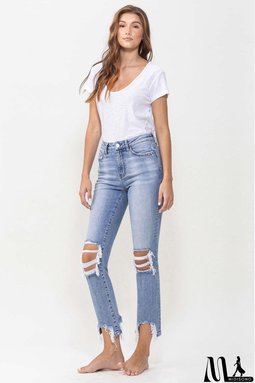 MidiSono - Lovervet Full Size Courtney Super High Rise Kick Flare Jeans