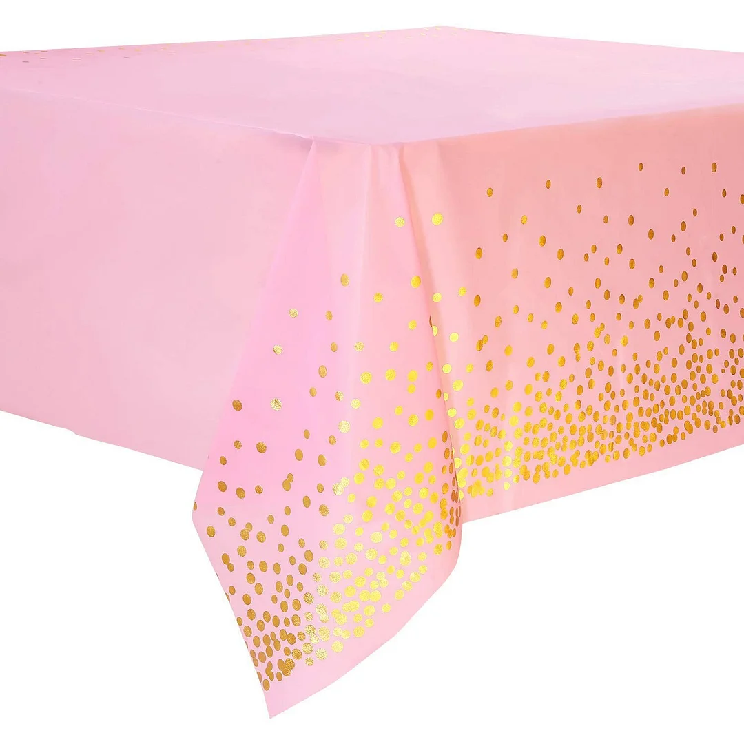 137*274cm Rose Gold Tablecloth Gold/Silver Dot Table Cover For Adult Happy Birthday Party Supplies Wedding Decorations