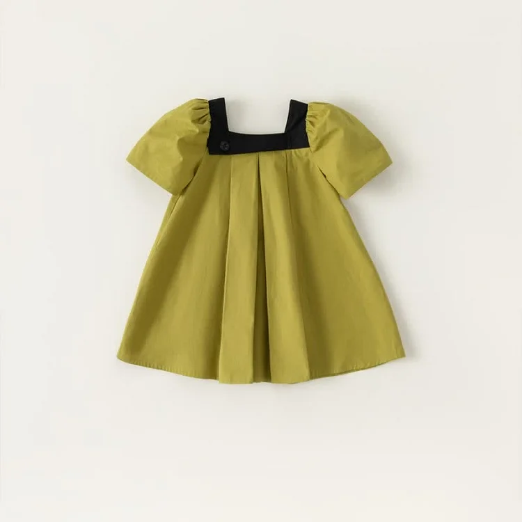 Toddler Girl Square Neck Puff Sleeve Dress