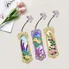 (US Local)3Pcs Special Shaped Framed Flowers 5D DIY Diamond Art Book Mark for Home Office