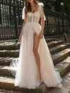 Gauze Bandeau Split-Side Maxi Dresses