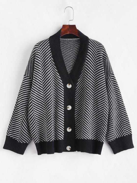 Button Up Stripes Oversized Cardigan