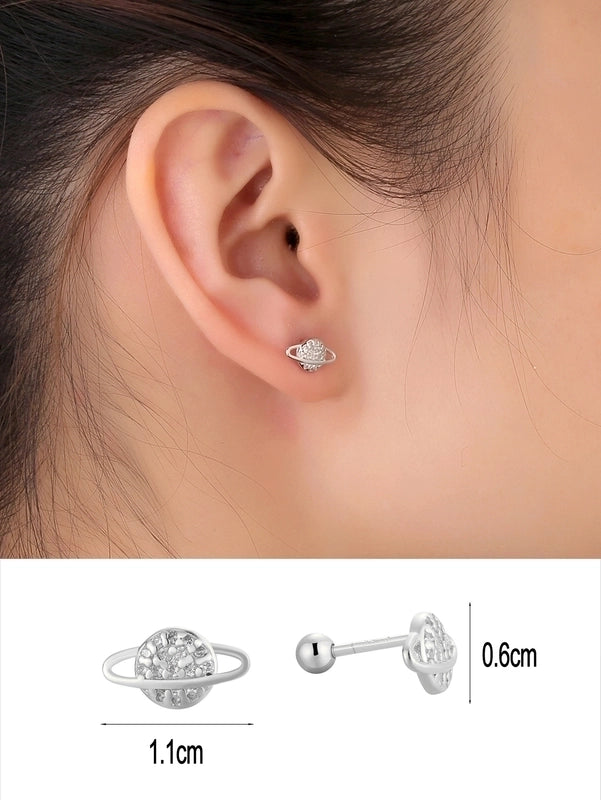 1 Pair 14K Gold Plated 925 Sterling Silver Zircon Star Moon Butterfly Ear Studs