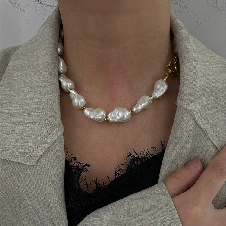 Baroque Pearl Strong Ottoman Clasp Chain Necklace