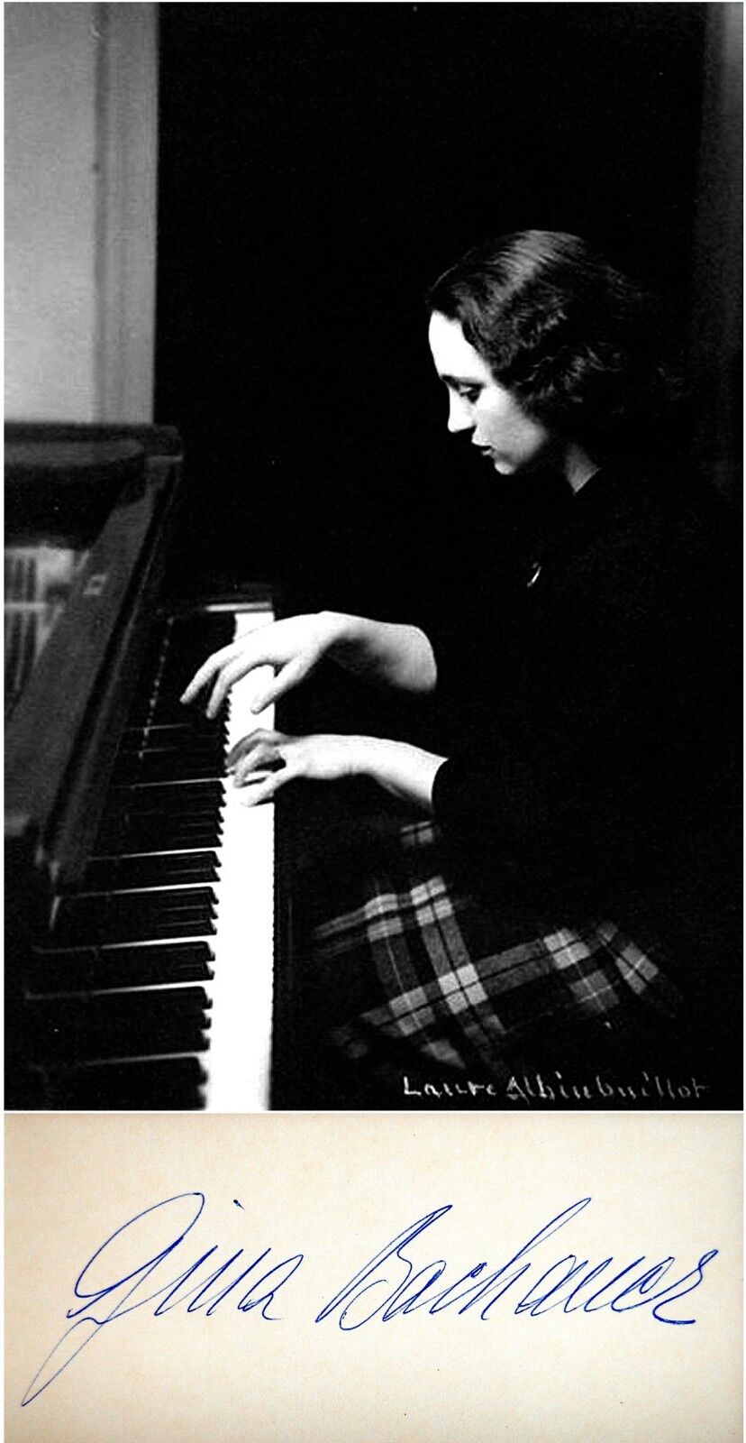 Pianist GINA BACHAUER Hand SIGNED AUTOGRAPH Piano Photo Poster painting Decorative MAT Jewish