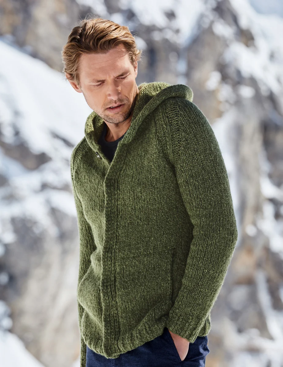 Green Wool Blend Hoodie Casual Solid Sweater