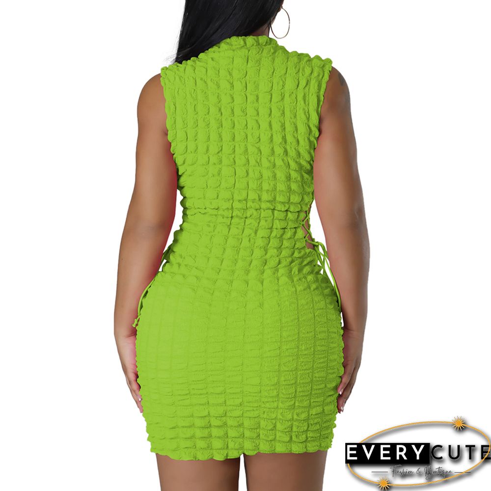 Fluorescent Green Side Lace-up Sleeveless Bodycon Dress