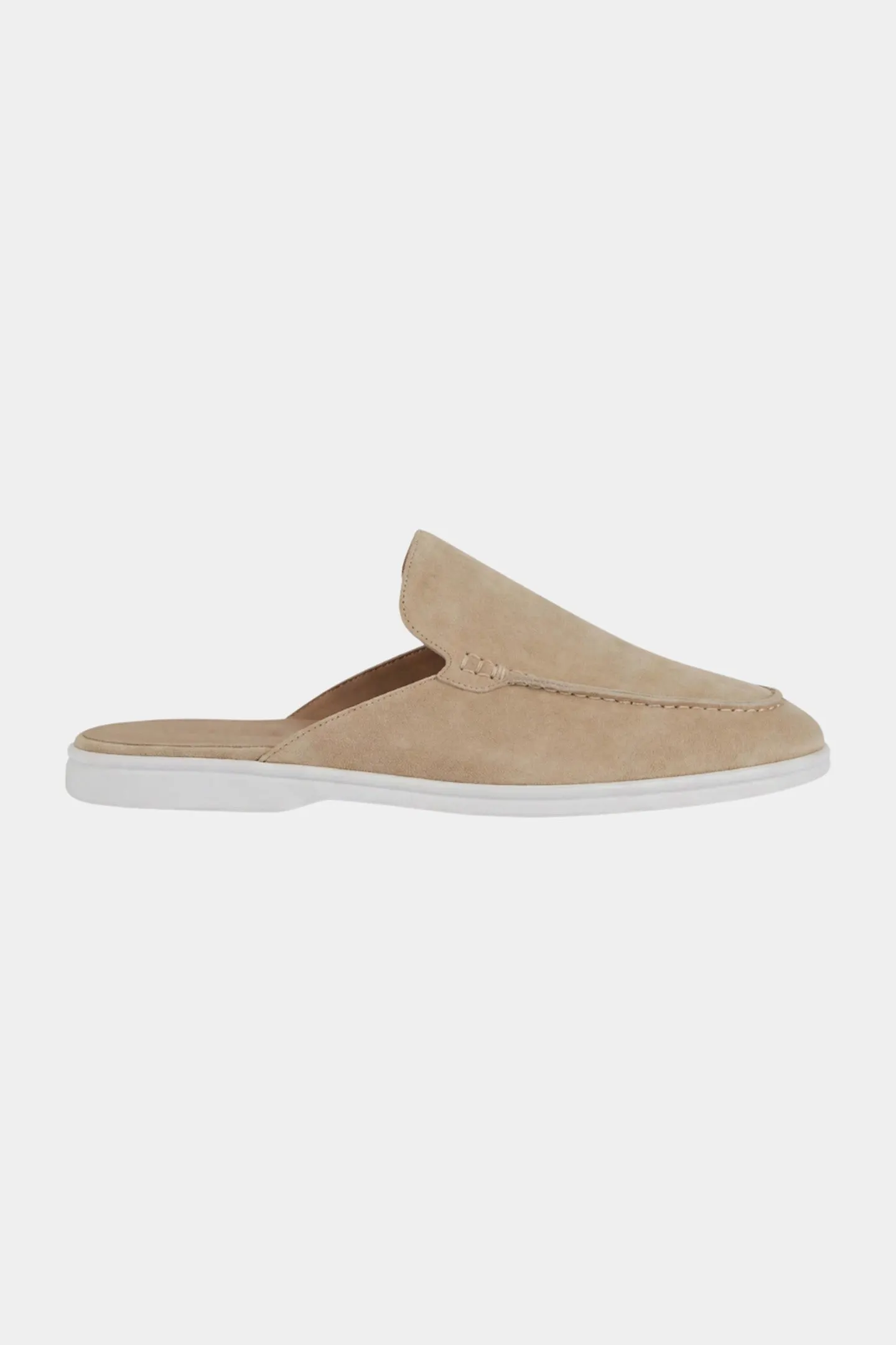 Men's Leather Slip-On Mules &ndash; Yacht Loafers &ndash; Beige