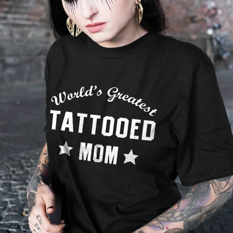 World's Greatest Tattooed Mom Printed Women's T-shirt -  