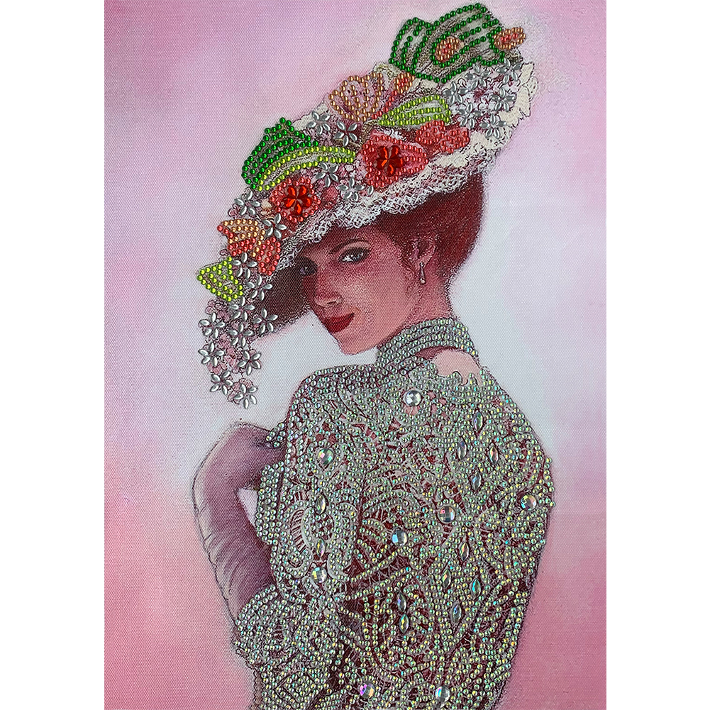 Paint Top Hat Lady 30*40cm(canvas) beautiful special shaped drill diamond painting