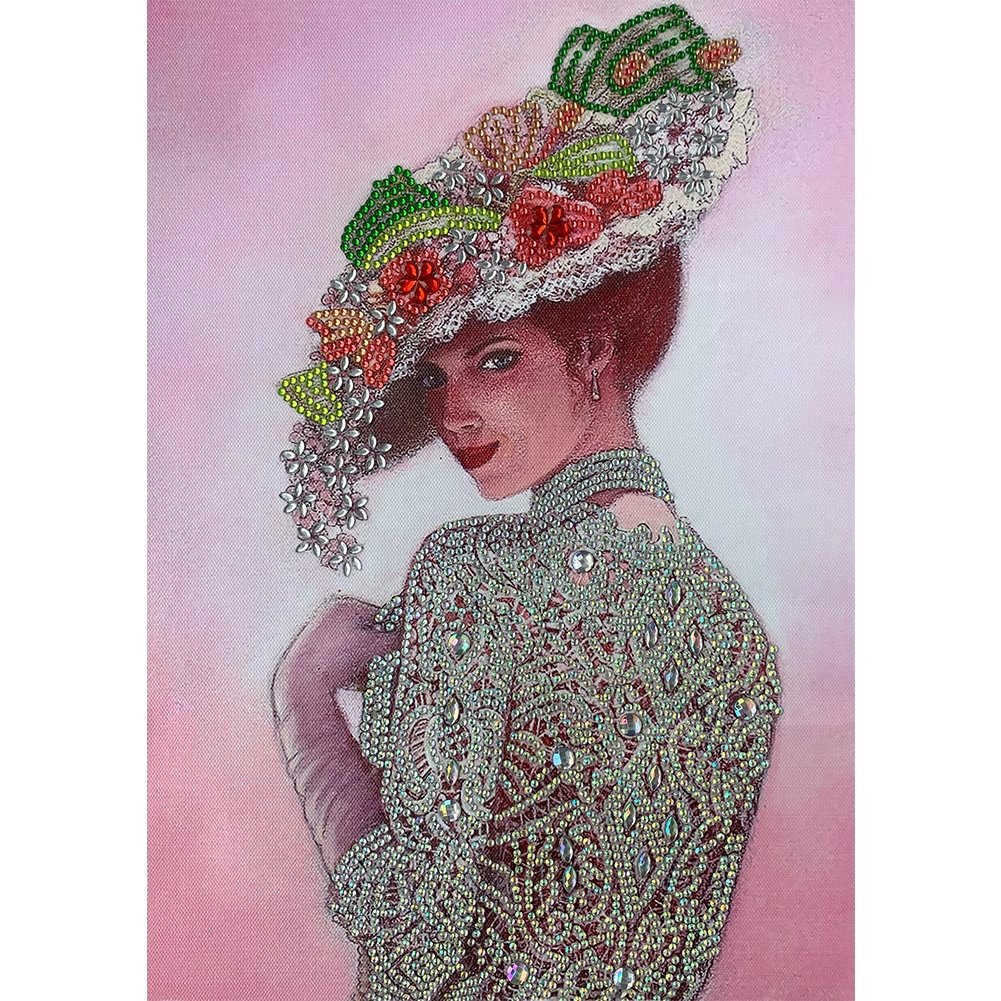Diamond Painting - Special Shape - Hat Lady(30*40cm)