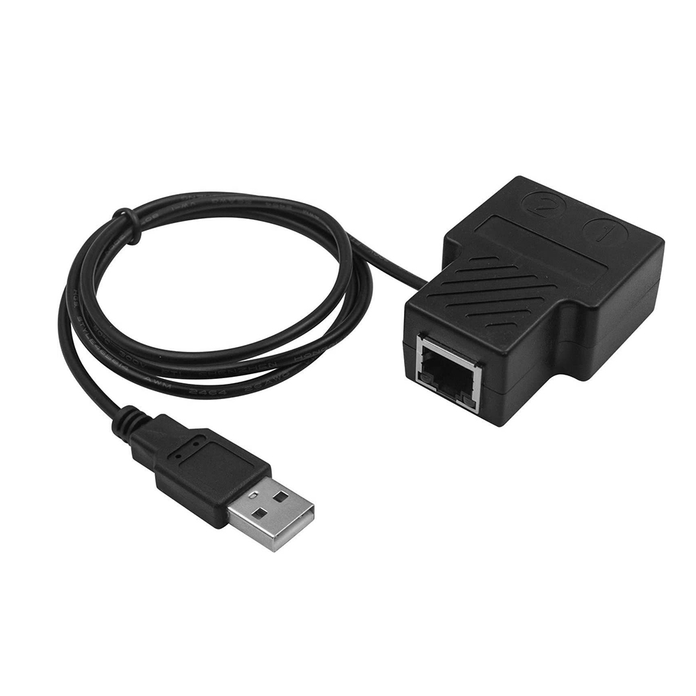 

1 to 2 RJ45 Ethernet LAN Network Splitter Double Adapter USB Port Connector, 501 Original