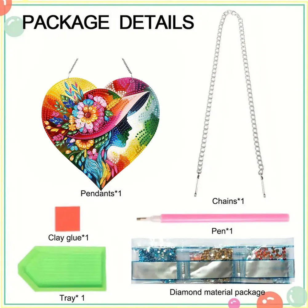 DIY Figure Silhouette Single-Side Acrylic iamond Art Painting Wreath Hanging Sign Decor