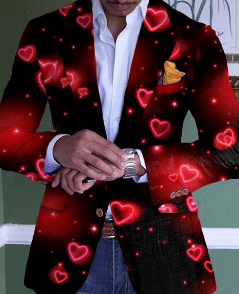 Casual Pattern Print Gradient Pockets Single Breasted Blazer