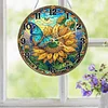 Butterfly Sunflower DIY Acrylic Diamonds Painting Clocks Bedroom Decor Pendant Hanging Kit
