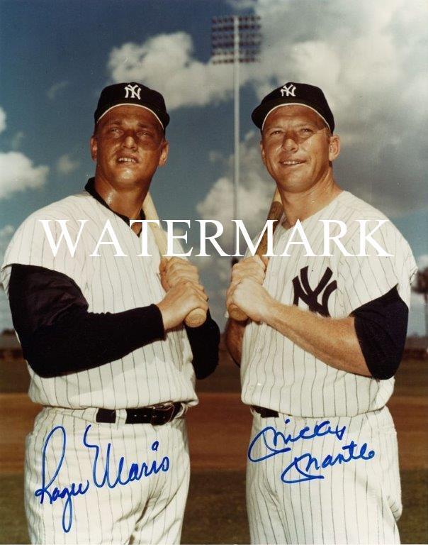 REPRINT - ROGER MARIS - MICKEY MANTLE Signed New York Yankees 8 x 10 Photo Poster painting RP