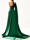 Bandeau Asymmetric Pleated Solid Color Split-Side One-Shoulder Mermaid Evening Dress
