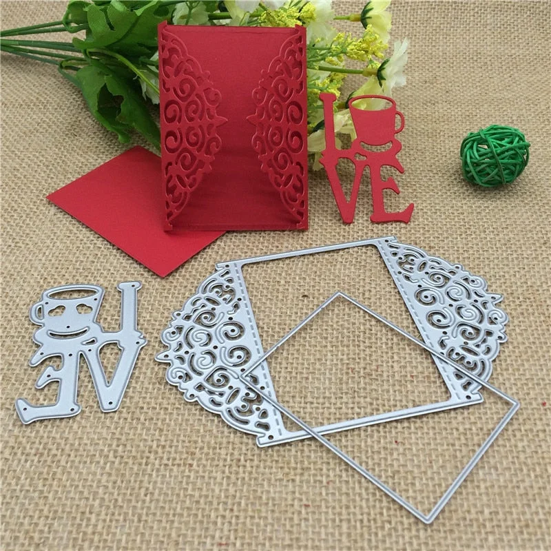 3pcs Love Greeting METAL CUTTING DIES Stencil Scrapbooking Photo Album Card Paper Embossing Craft DIY