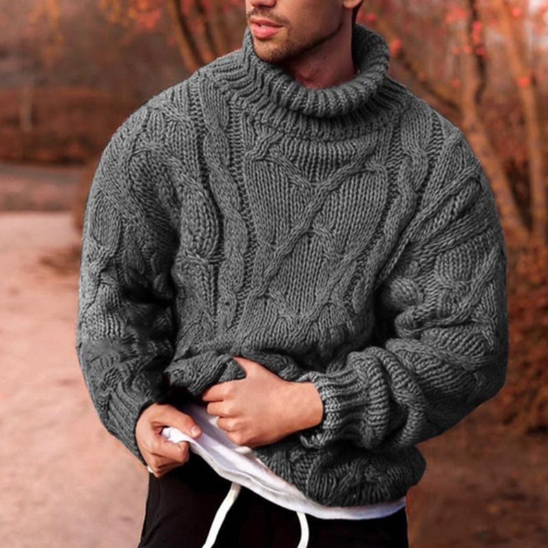 Knit Turtleneck Solid Color Sweater