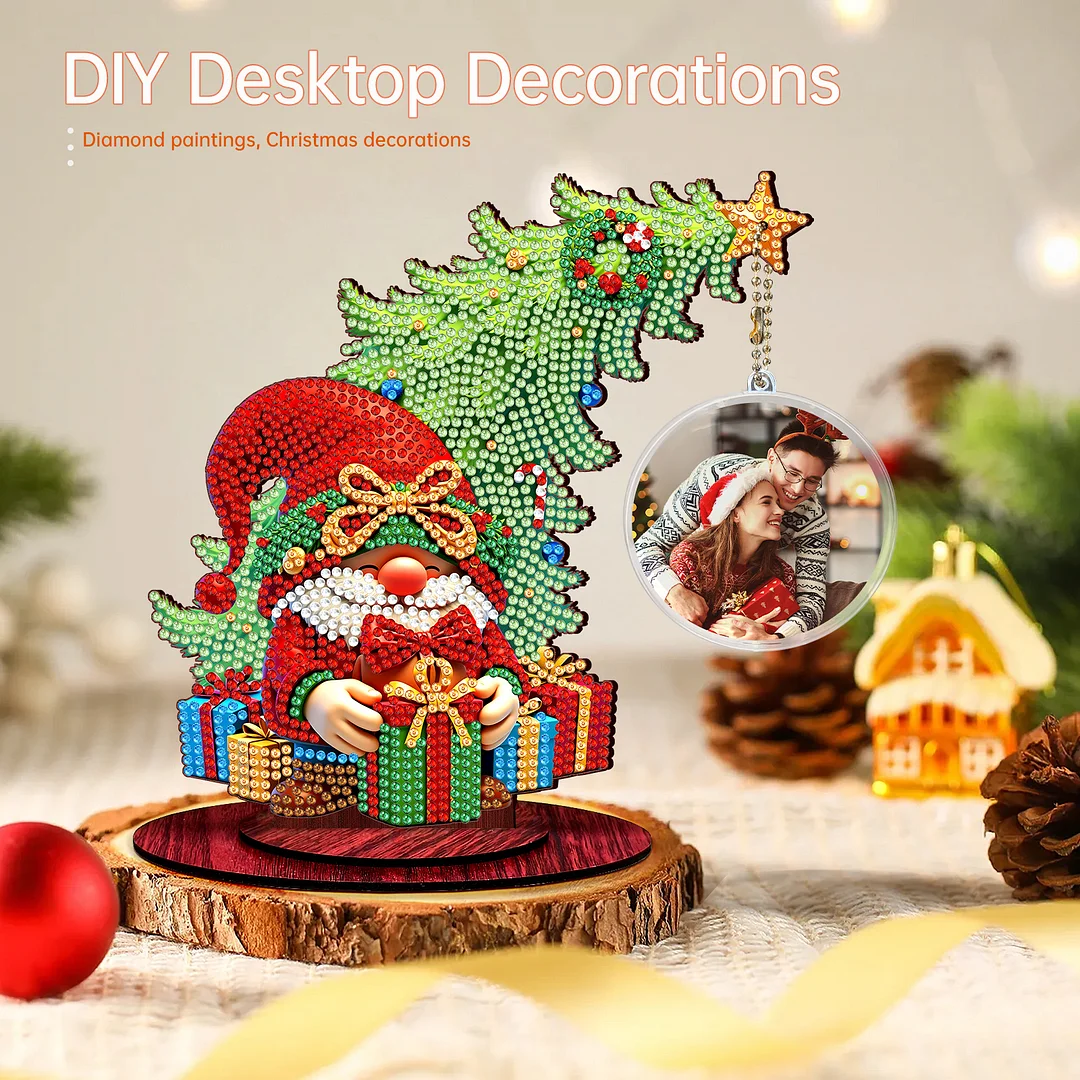 Photo Christmas Tree 5D DIY Diamond Art Tabletop Wood Decorations Ornament Kits
