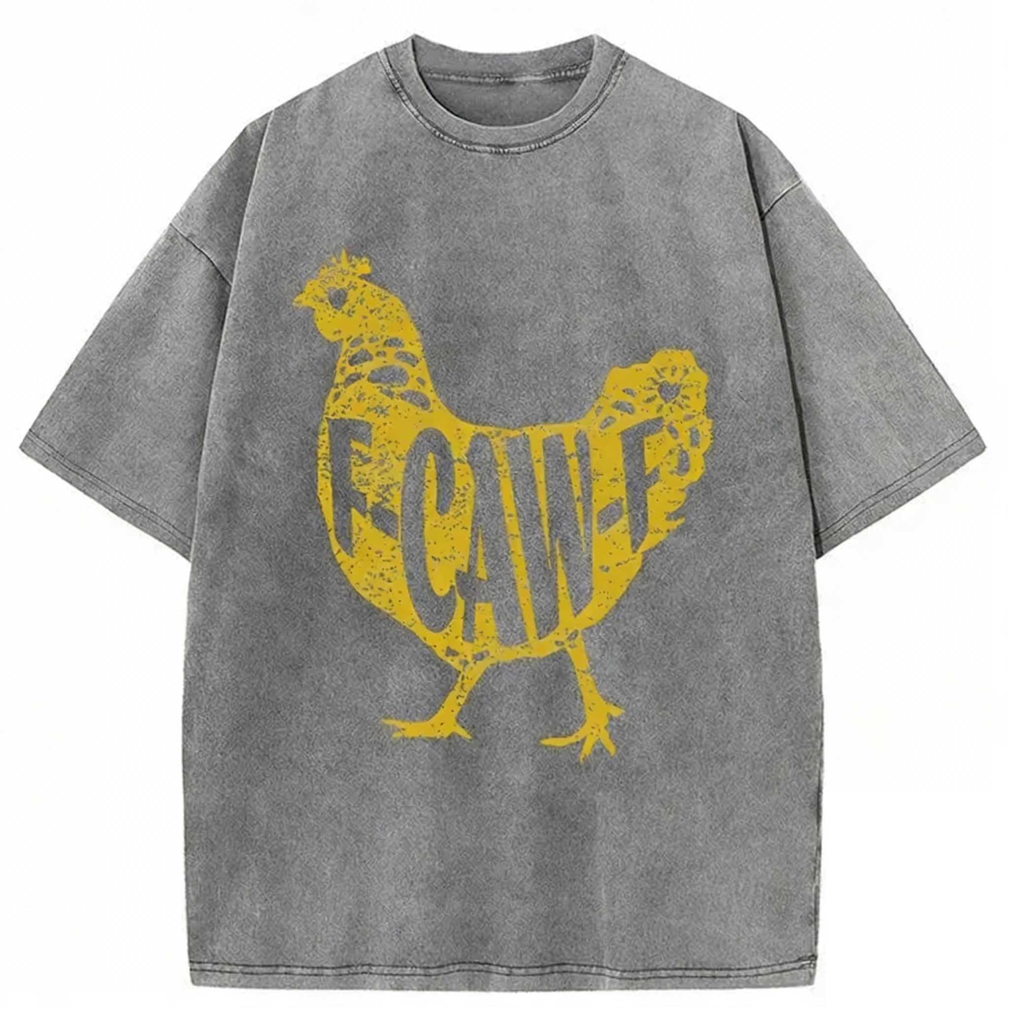 Cock Crows Funny Washed T-shirt elevenforest