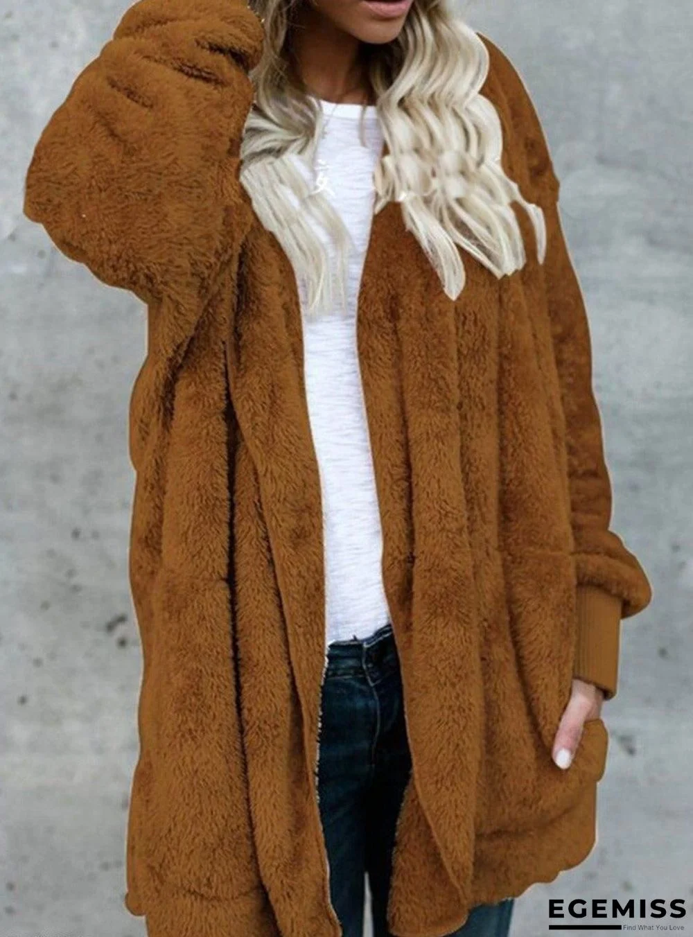 Casual Warm Plush Mid-Length Coat | EGEMISS