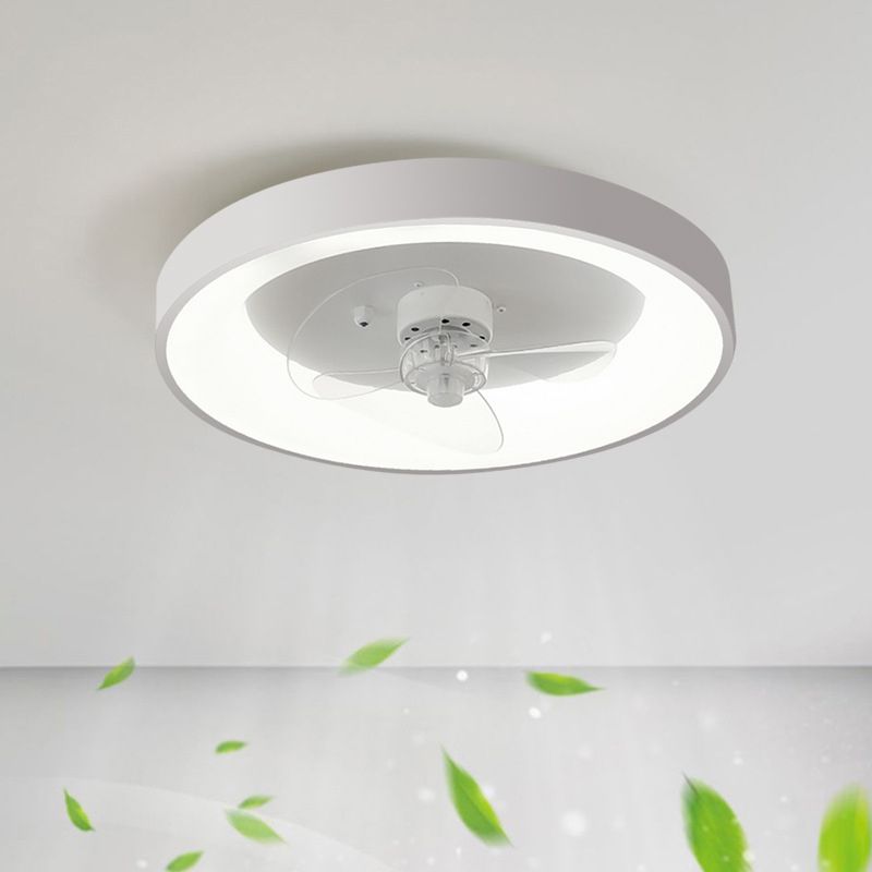 Round Shape Metal Ceiling Fans with Lights in White