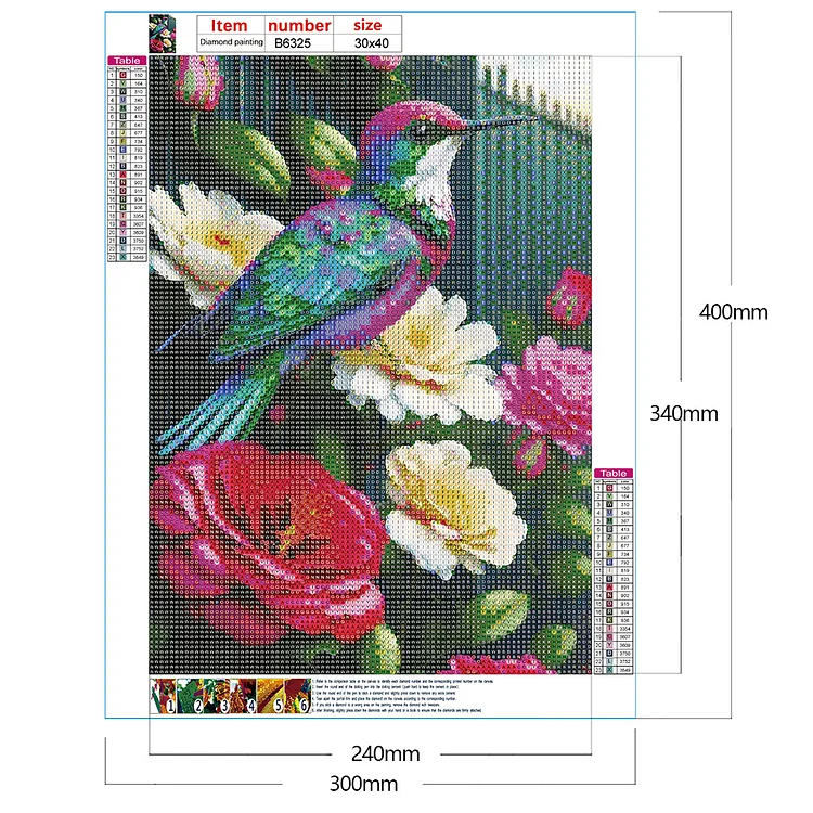  DIY 5D Diamond Painting Kits for Adults Full Round Drill  Crystal Embroidery Cross Stitch Mosaic Arts Craft Home Wall Décor (30X40cm,  Hummingbird)