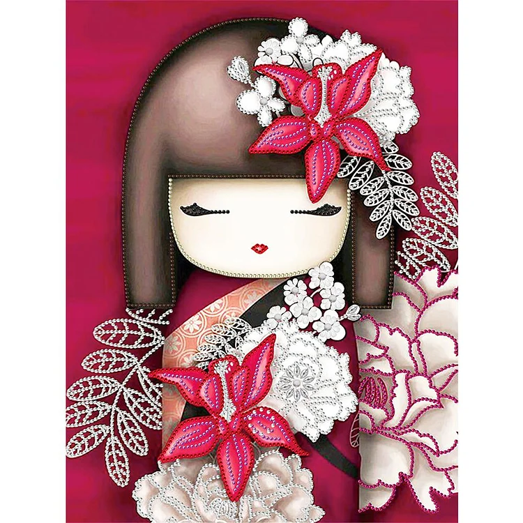 Cute Doll - Partial Special Shaped Drill Diamond Painting - 35x45cm(Canvas)