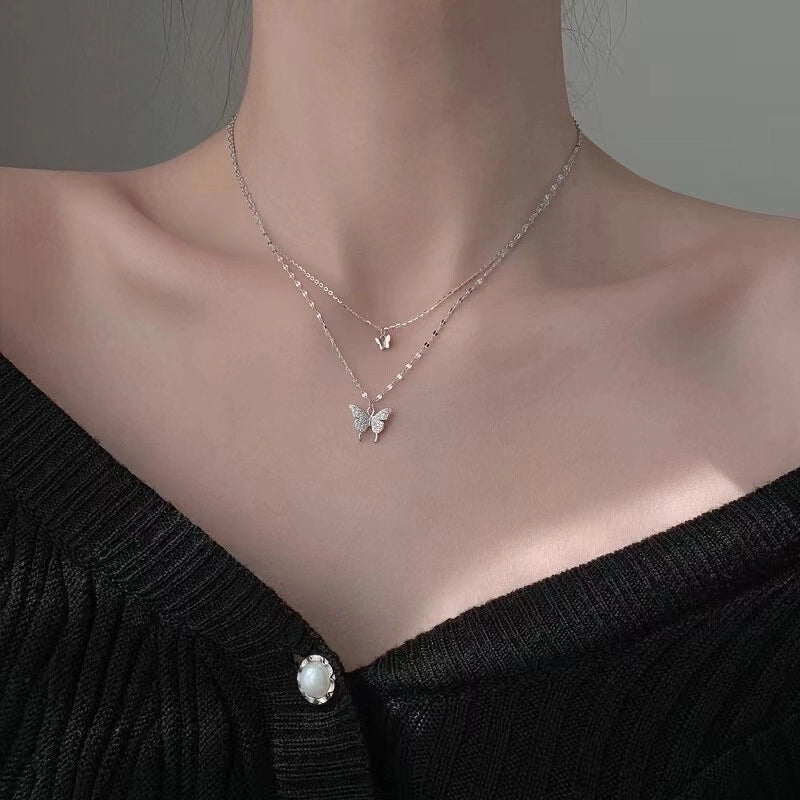 Casual Minimalist Flower Bow Knot Titanium Steel Plating Inlay Zircon Necklace
