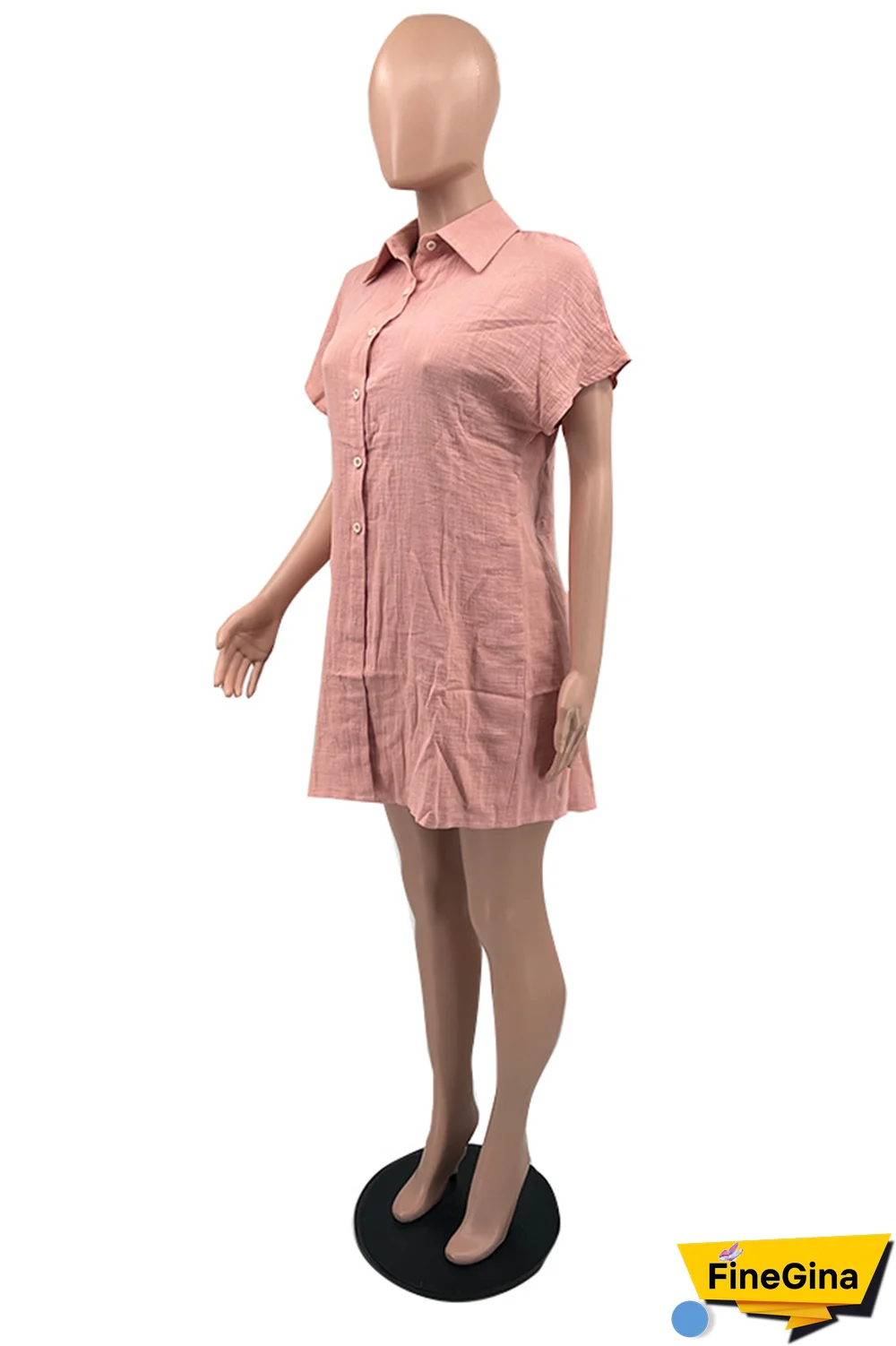Pink Casual Solid Patchwork Turndown Collar Short Sleeve Two Pieces