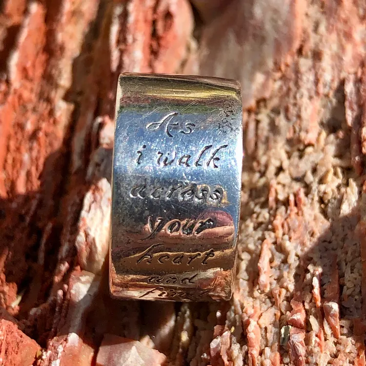 Inscribed Wide Band Ring Sterling Silver Size 6
