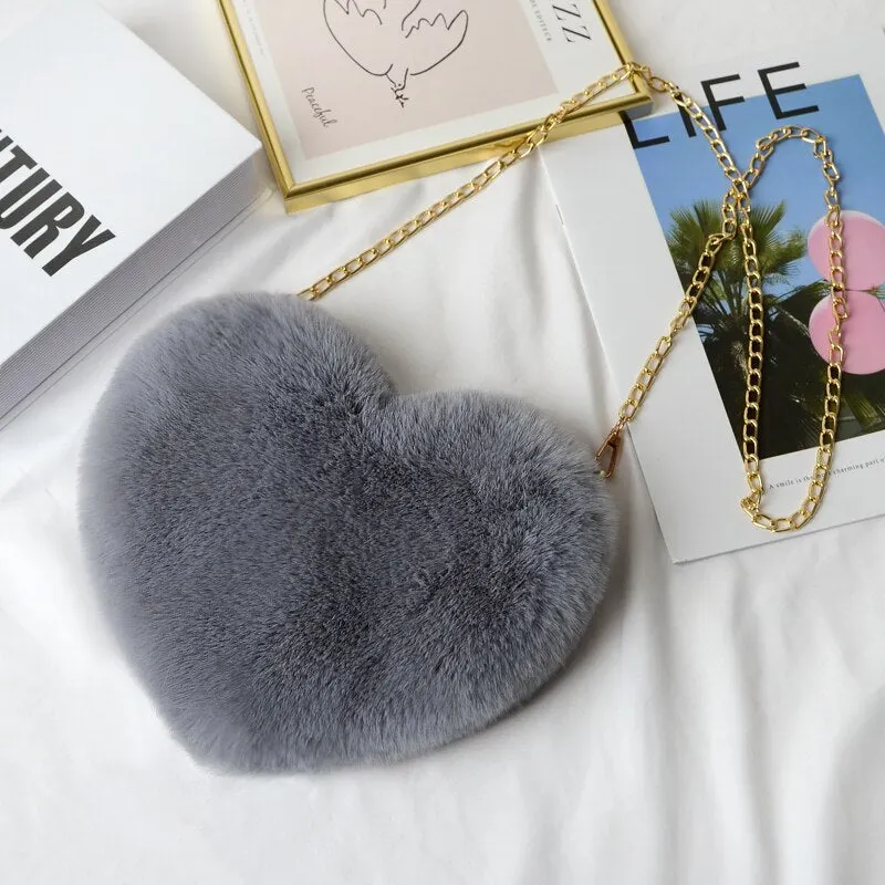 2021 Faux Fur Winter Women Shoulder Crossbody Bag Fashion Square Shaped Bag Female Chain Winter Warm Messenger Bag Plush Handbag