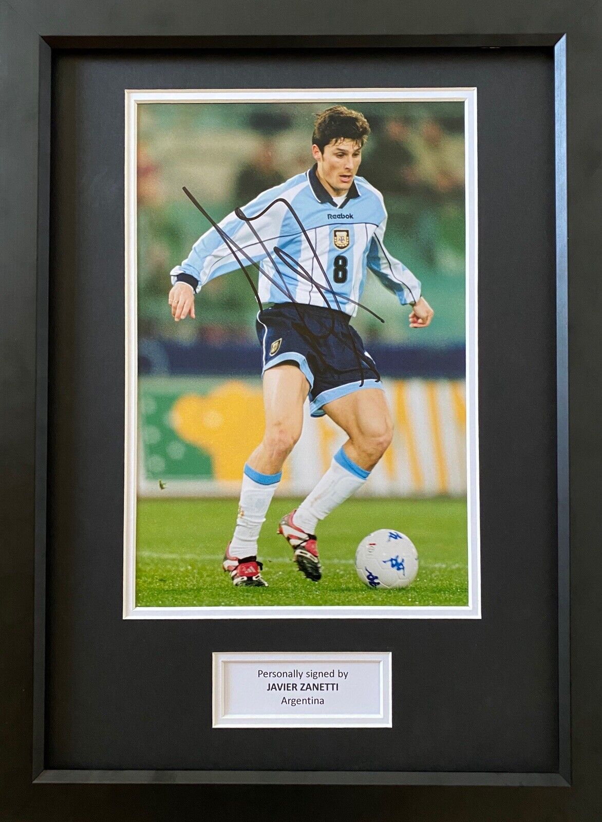 Javier Zanetti Hand Signed 12x8 Argentina Photo Poster painting In A3 Frame Display - Argentina