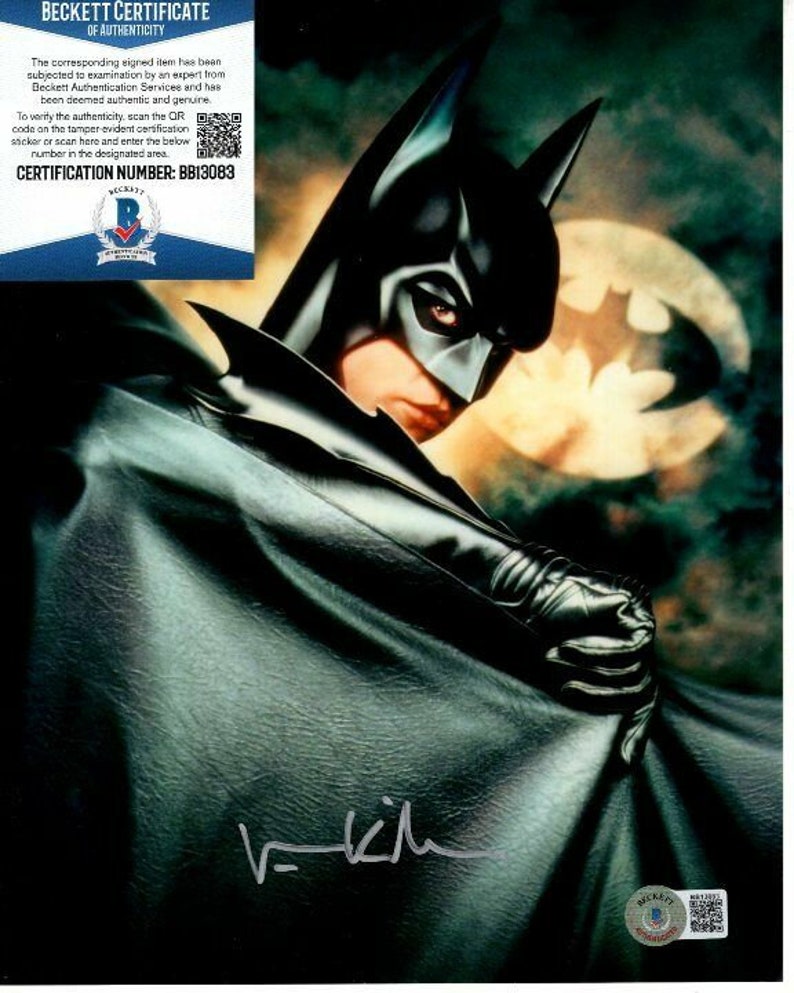 Val kilmer signed 8x10 batman forever bruce wayne Photo Poster painting beckett bas