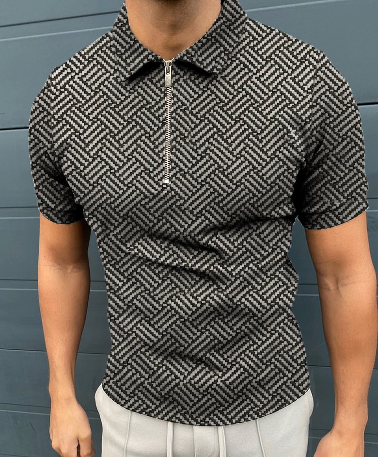 herringbone jacquard polo shirt