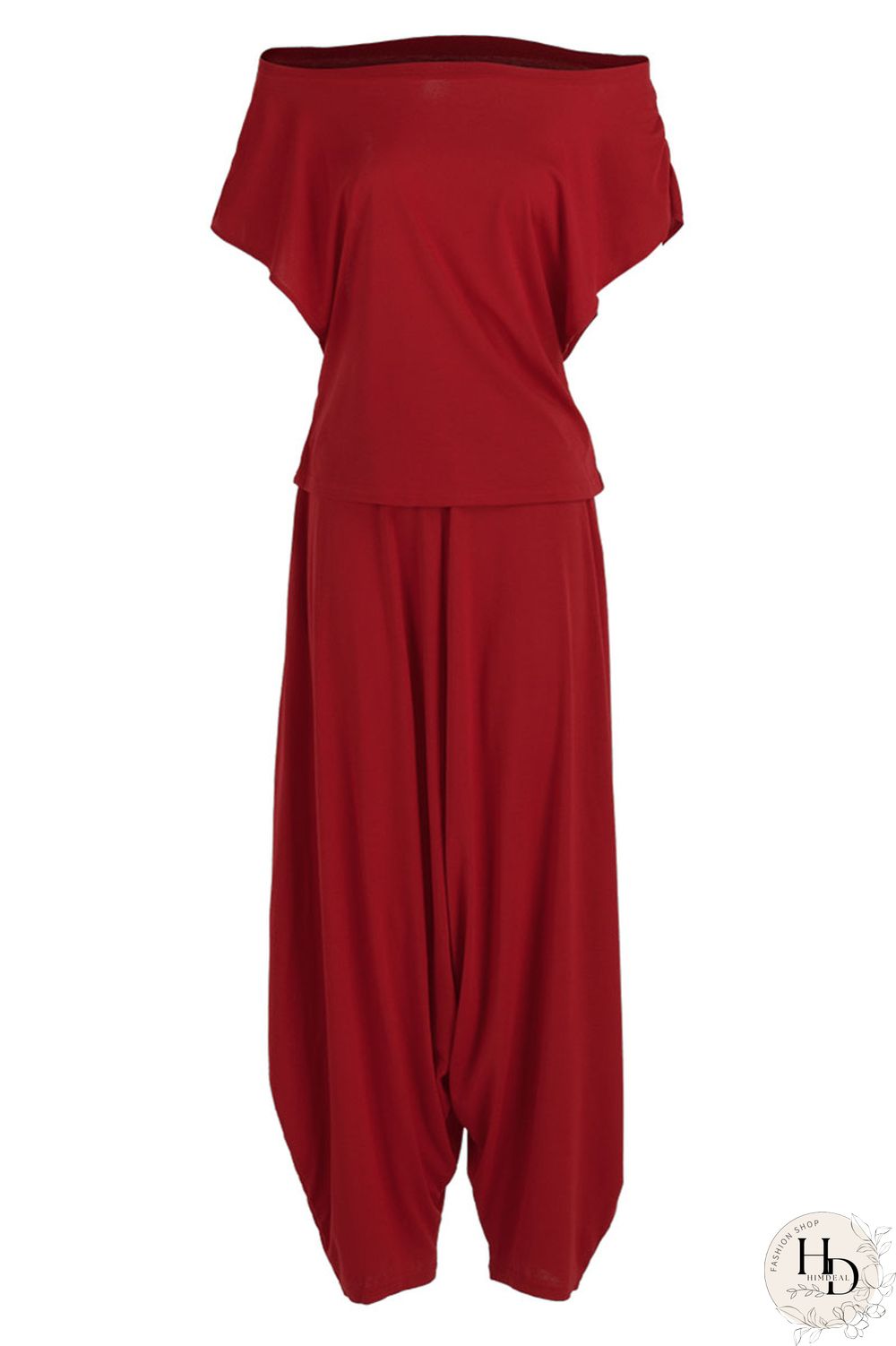 Red Casual Solid Patchwork Fold Asymmetrical Oblique Collar Short Sleeve Two Pieces