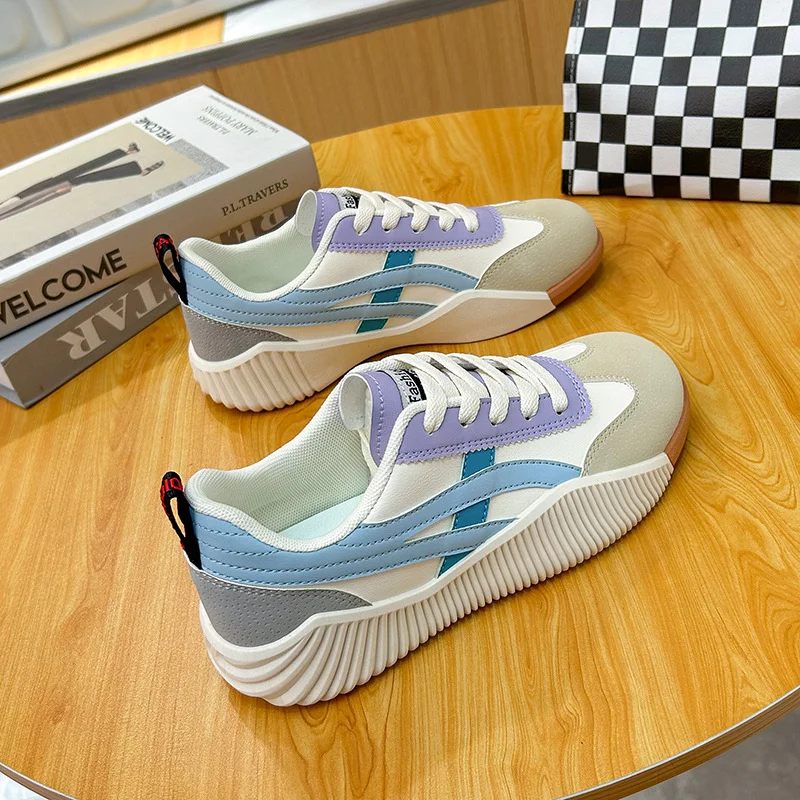 Tanguoant Tanguoant 2025 New Korean Version Ins Breathable Small White Shoes Women's Low Top Casual Platform Shoes JH-6617