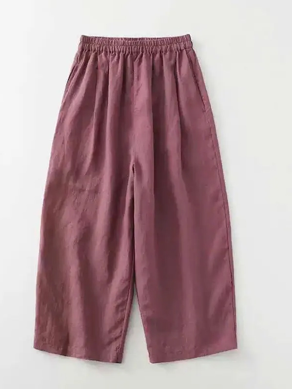 Solid Color Cotton And Linen Straight Pants hjn Shicloths